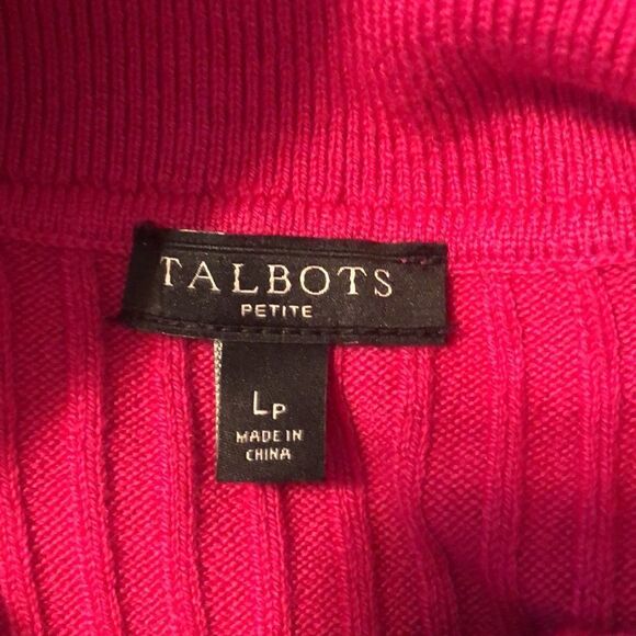 Talbots LP Ribbed Fuchsia Turtleneck Cotton Blend Knit Sweater - Picture 12 of 14